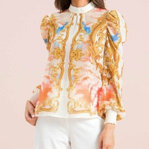 Jealous Tomato Baroque flower print gold blouse